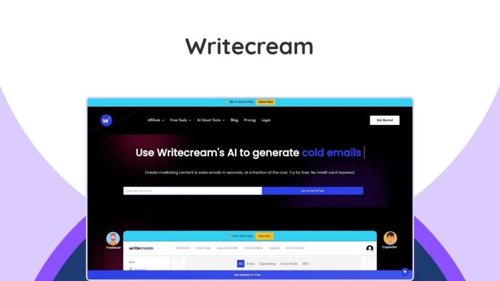 An AI-powered tool for generating diverse marketing & sales content: blogs, emails, ads, social media, with personalized outreach.