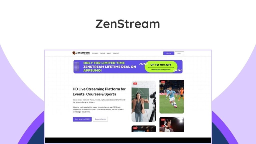 ZenStream.Live Lifetime Deal: Never Miss A Moment With DVR Live Streaming 10 An innovative HD live streaming platform. Features unique DVR playback (pause, rewind, replay) and robust automation.