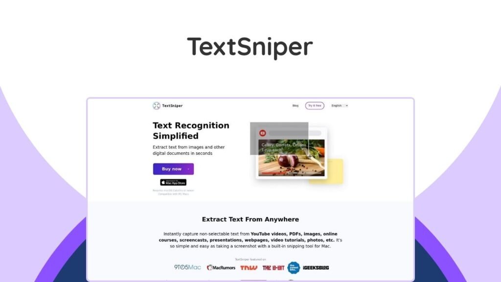 Seamlessly extract text from images, PDFs, and screens on Mac. Fast, accurate, and private OCR to digitize content efficiently.