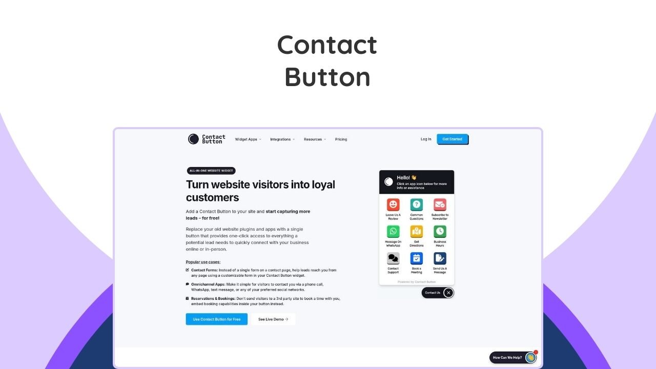 Boost engagement with an all-in-one website widget, offering one-click access to essential communication & business tools.