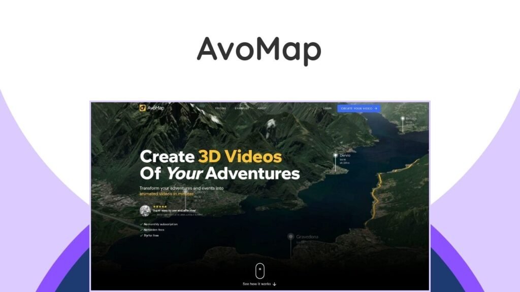 AvoMap Lifetime Deal – Create Cinematic Animated Maps for Life 9 Effortlessly transform travel routes into captivating 3D animated map videos for cinematic storytelling.