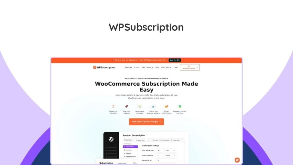 Manage subscriptions on your WooCommerce store with this WordPress plugin. Lifetime access, no annual fees.
