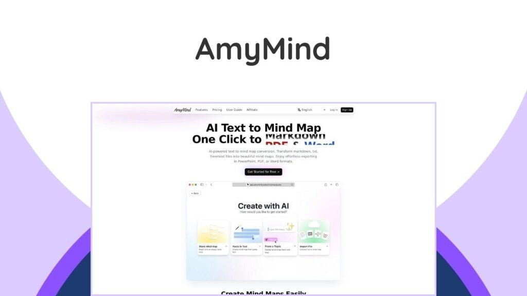 AmyMind Lifetime Deal: Revolutionize Your Workflow With AI Mind Mapping 1 Get lifetime access to an AI mind mapping tool that converts text into visual, interactive maps for enhanced clarity & productivity.